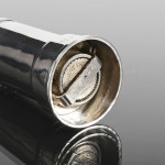 Column-shaped sterling silver pepper grinder with Peugeot movement