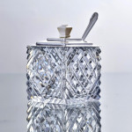Art Deco style cut glass & sterling silver preserve jar