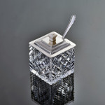 Art Deco style cut glass & sterling silver preserve jar