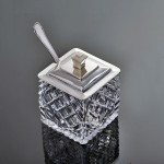 Art Deco style cut glass & sterling silver preserve jar