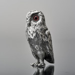 Victorian sterling silver owl pepper caster