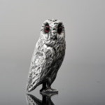 Victorian sterling silver owl pepper caster