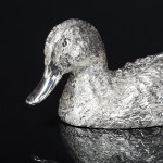 Sterling silver swimming mallard drake model