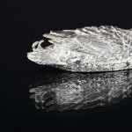 Sterling silver swimming mallard drake model