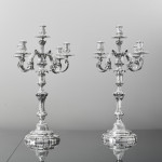 Pair of 1st standard antique French silver 5-light candelabra