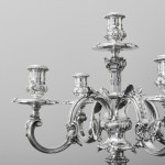 Pair of antique 1st standard French silver 5-light candelabra