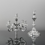 Pair of antique 1st standard French silver 5-light candelabra
