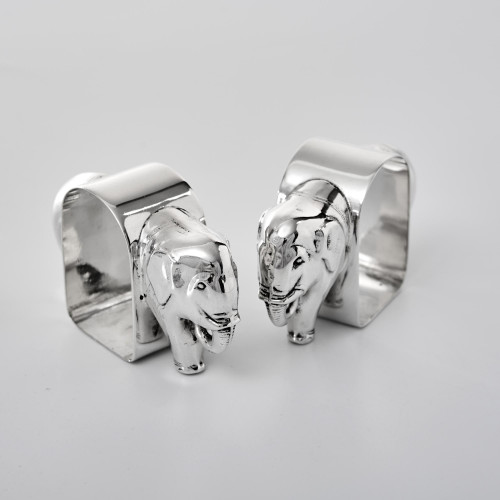 Pair of silver elephant napkin rings