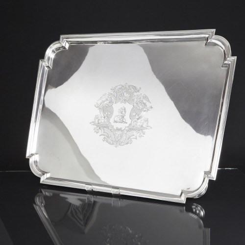 Large George II style silver tray
