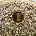 Victorian silver-gilt & tiger's eye vanity set