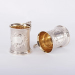 Pair of antique sterling silver half-pint mugs