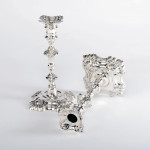 Pair of George II cast sterling silver candlesticks