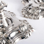 Pair of George II cast sterling silver candlesticks