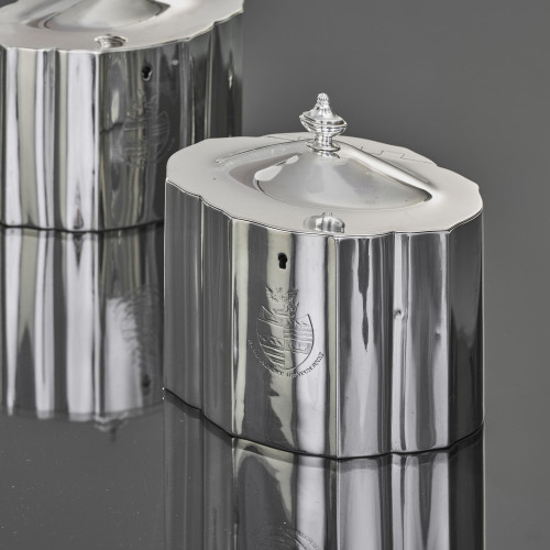 Pair of George III sterling silver tea caddies