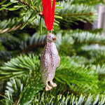 Small silver penguin Christmas tree decoration
