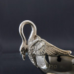 Set of four antique sterling silver swan dishes