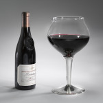 Glass balloon wine decanter with silver-plated stem