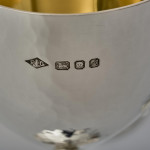 Set of six mid-century sterling silver wine goblets