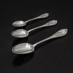 Rare set of Victorian hand-forged New Gothic sterling silver cutlery for 18