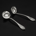 Rare set of Victorian hand-forged New Gothic sterling silver cutlery for 18