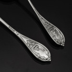 Rare set of Victorian hand-forged New Gothic sterling silver cutlery for 18