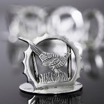 Set of six British wildlife sterling silver place card or menu holders