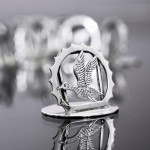 Set of six British wildlife sterling silver place card or menu holders