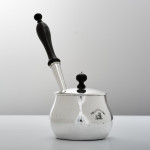 George III Scottish sterling silver brandy warmer & cover