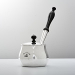 George III Scottish sterling silver brandy warmer & cover