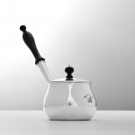 George III Scottish sterling silver brandy warmer & cover