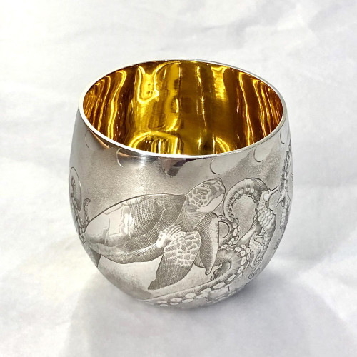 Unique sealife silver tumbler cup