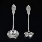 Rare set of Victorian hand-forged New Gothic sterling silver cutlery for 18