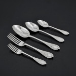 Rare set of Victorian hand-forged New Gothic sterling silver cutlery for 18