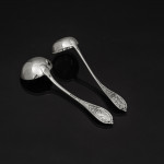 Rare set of Victorian hand-forged New Gothic sterling silver cutlery for 18