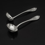 Rare set of Victorian hand-forged New Gothic sterling silver cutlery for 18