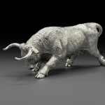 Sterling silver model bull - tail down