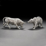 Sterling silver model bull - tail down