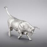 Sterling silver model bull - tail up