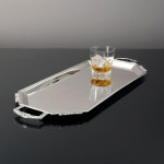 Mid-century sterling silver drinks serving tray in the Art Deco style
