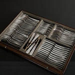 Extensive set of Art Deco Italian silver cutlery for 24 in fitted canteen