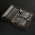 Extensive set of Art Deco Italian silver cutlery for 24 in fitted canteen
