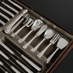 Extensive set of Art Deco Italian silver cutlery for 24 in fitted canteen