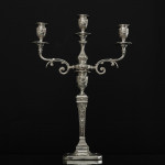 Pair of 2-branch 3-light antique neoclassical-style sterling silver candelabra