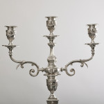 Pair of 2-branch 3-light antique neoclassical-style sterling silver candelabra
