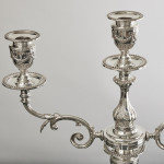 Pair of 2-branch 3-light antique neoclassical-style sterling silver candelabra