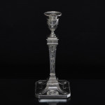 Pair of 2-branch 3-light antique neoclassical-style sterling silver candelabra