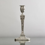 Pair of 2-branch 3-light antique neoclassical-style sterling silver candelabra