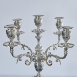 Pair of 2-branch 3-light antique neoclassical-style sterling silver candelabra