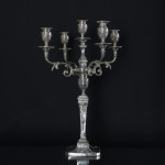 Pair of 2-branch 3-light antique neoclassical-style sterling silver candelabra