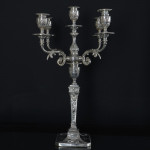 Pair of 2-branch 3-light antique neoclassical-style sterling silver candelabra